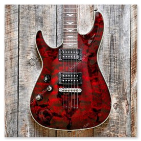 Nahaufnahme Gitarrenhals und Hände beim Riff