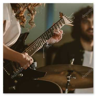 Band-Gruppenfoto backstage