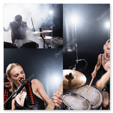 Gitarrist in Aktion mit Bühnenlicht