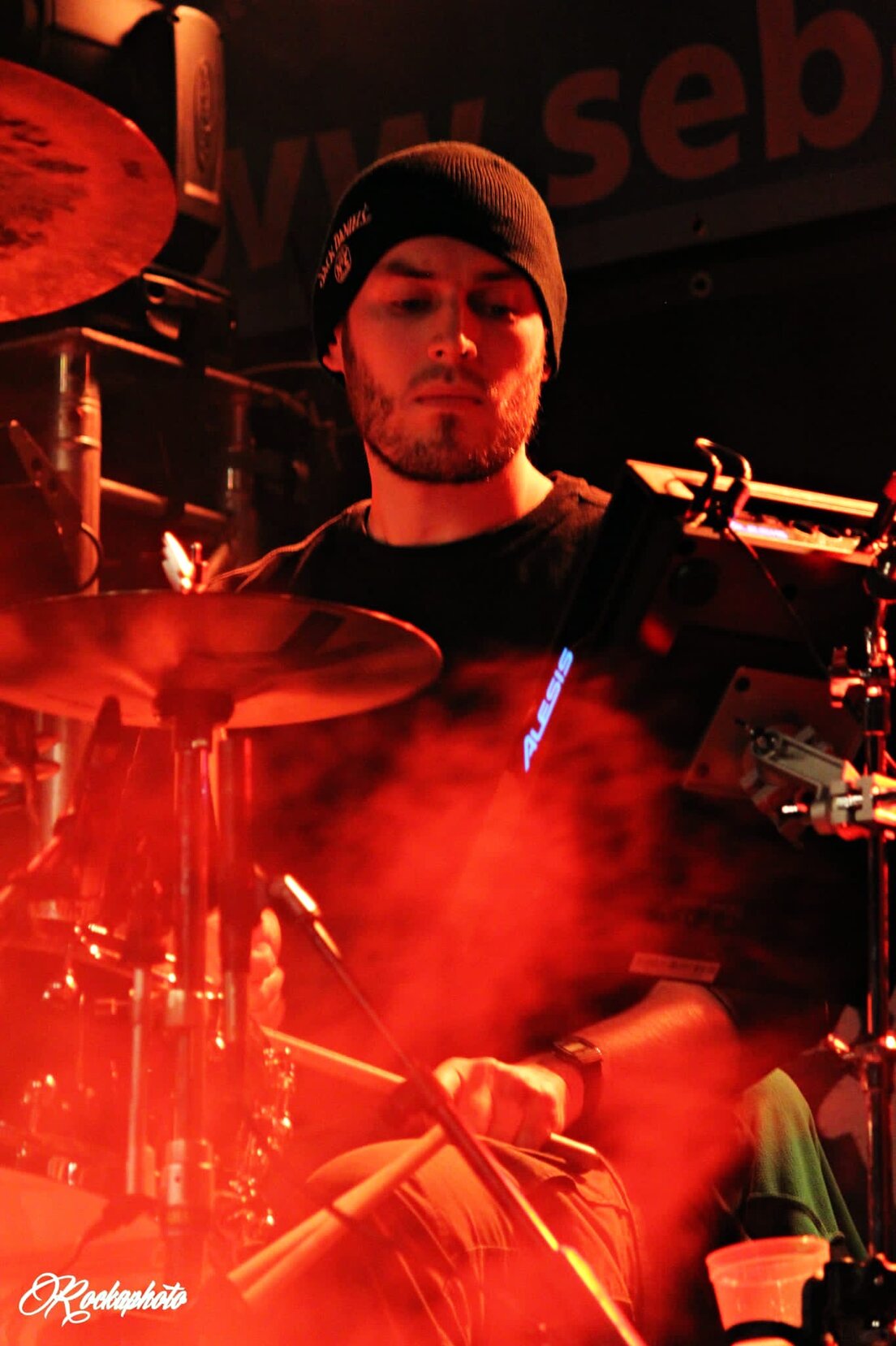 Drummer mit Drumset live